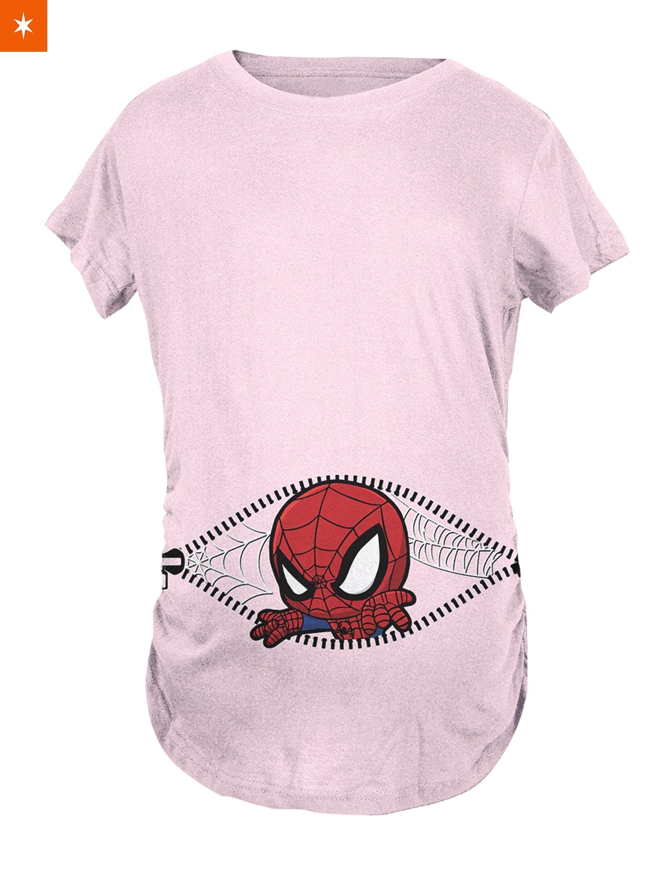 Fandomaniax - Baby Spiderman Peeking Maternity T-Shirt