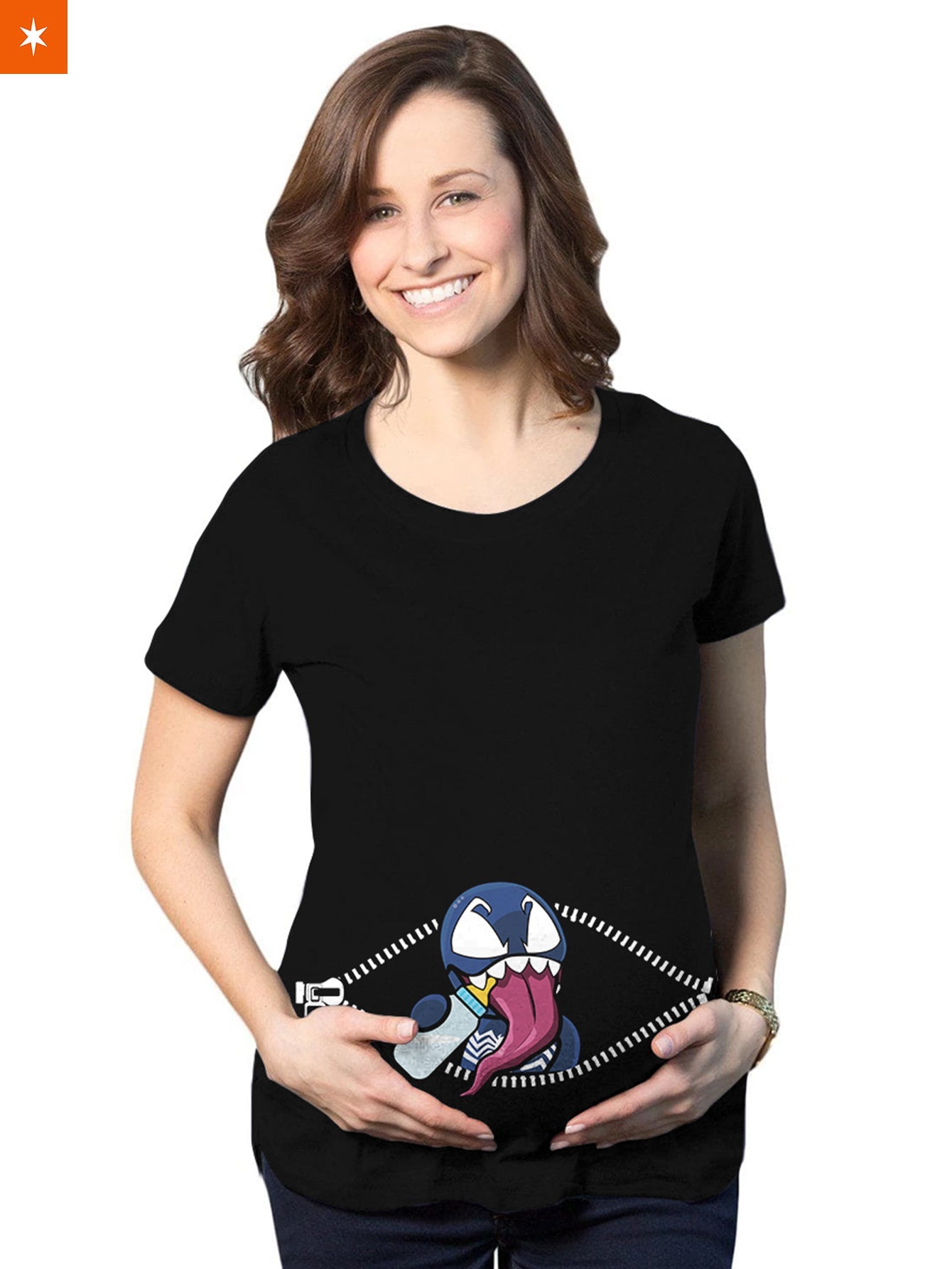 Fandomaniax - Baby Venom Peeking Maternity T-Shirt