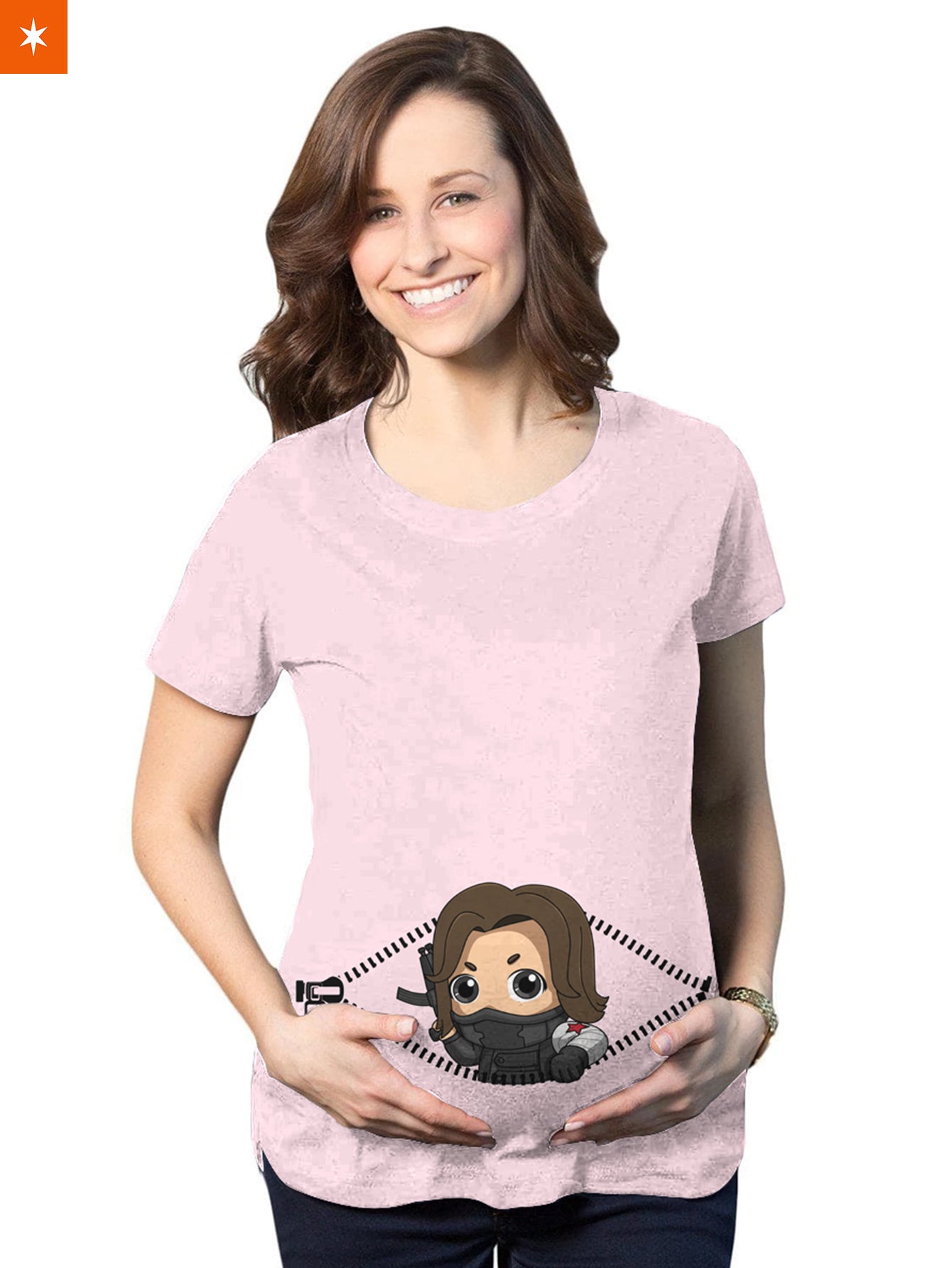 Fandomaniax - Baby Winter Soldier Peeking Maternity T-Shirt