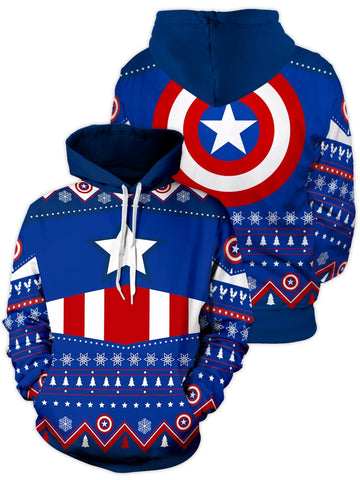 Fandomaniax - Cap's Christmas Unisex Pullover Hoodie