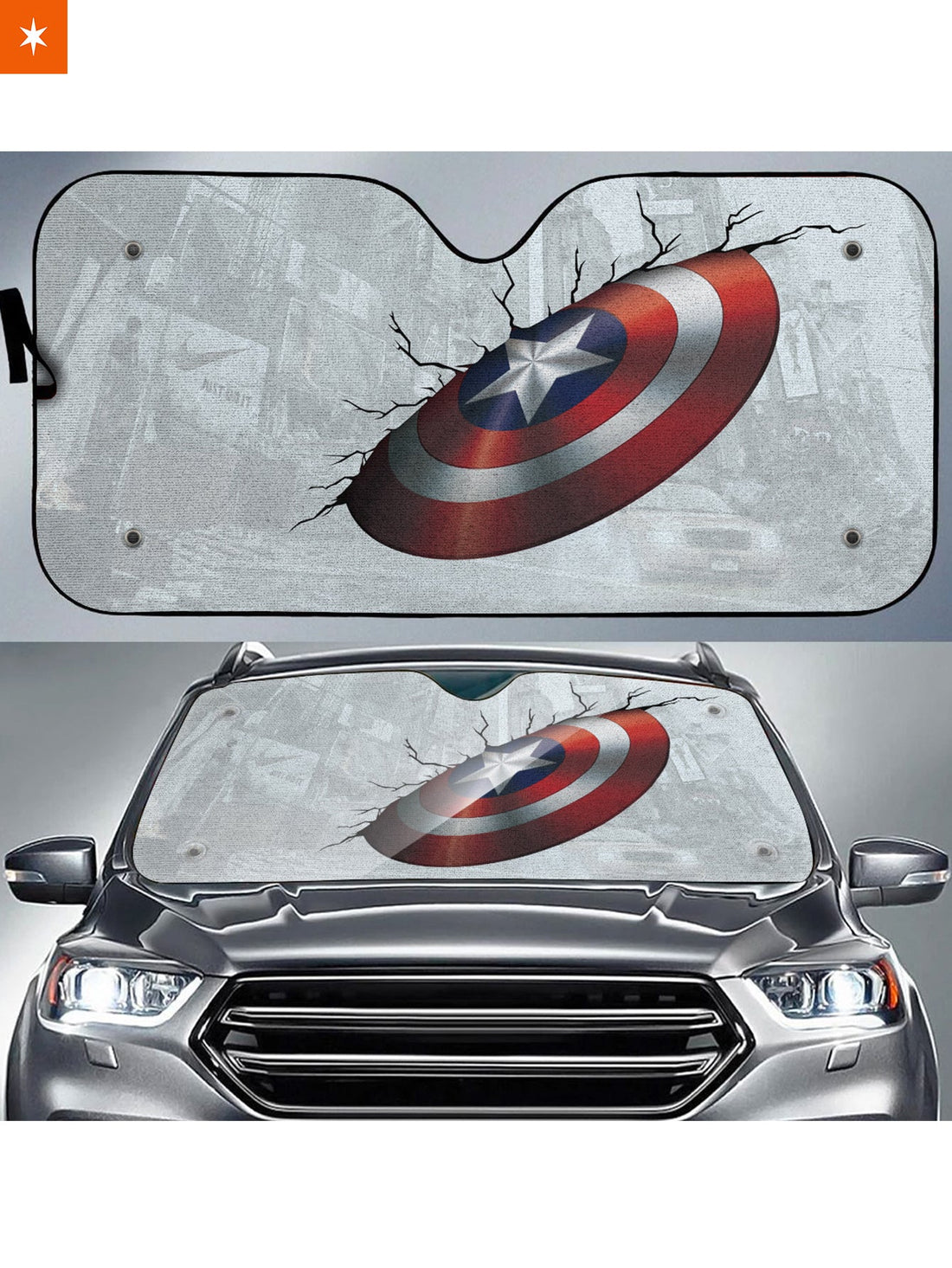 Fandomaniax - Capt America Broken Windshield Auto Sun Shade