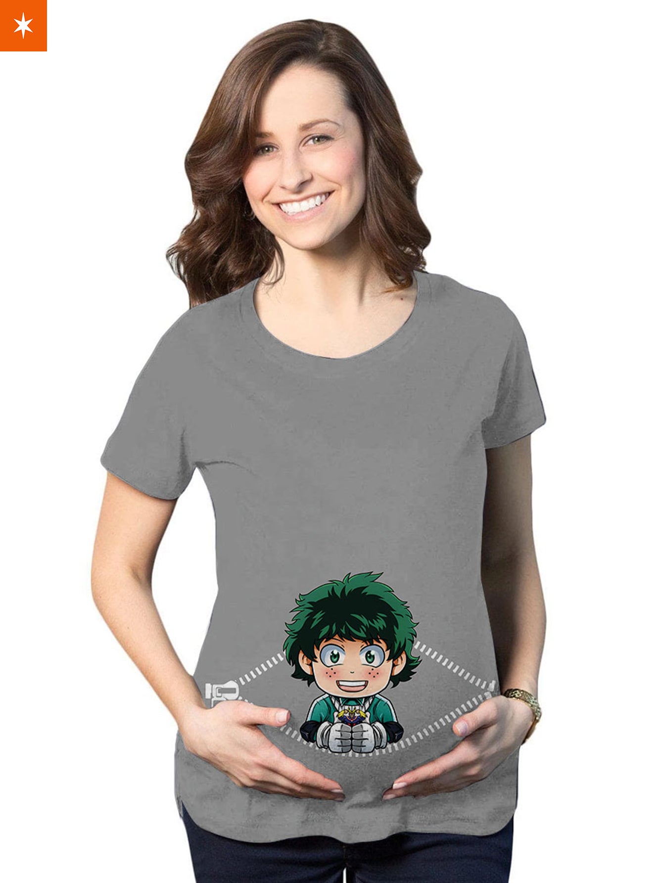 Fandomaniax - Chibi Deku Peeking Maternity T-Shirt