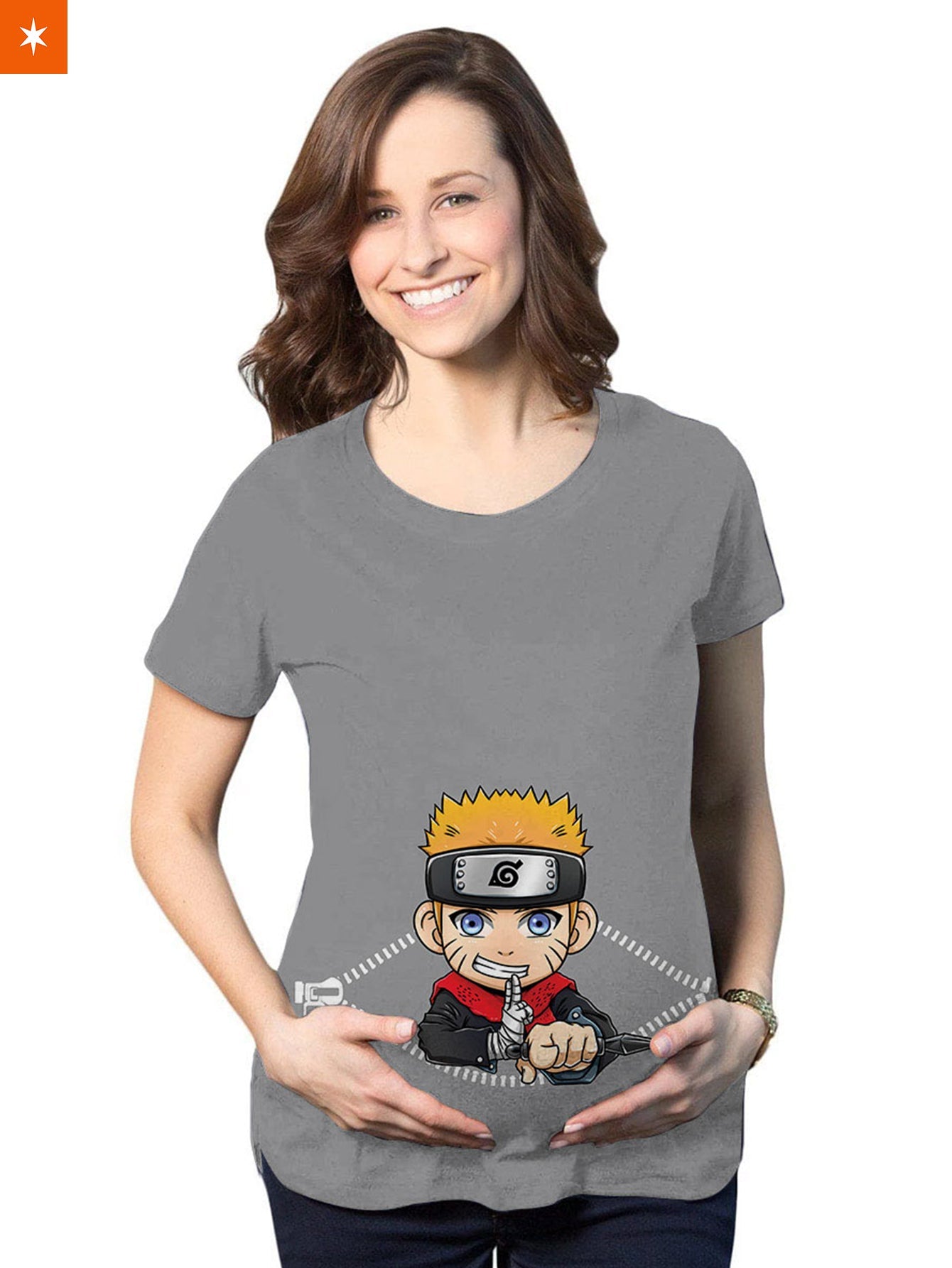 Fandomaniax - Chibi Naruto Peeking Maternity T-Shirt