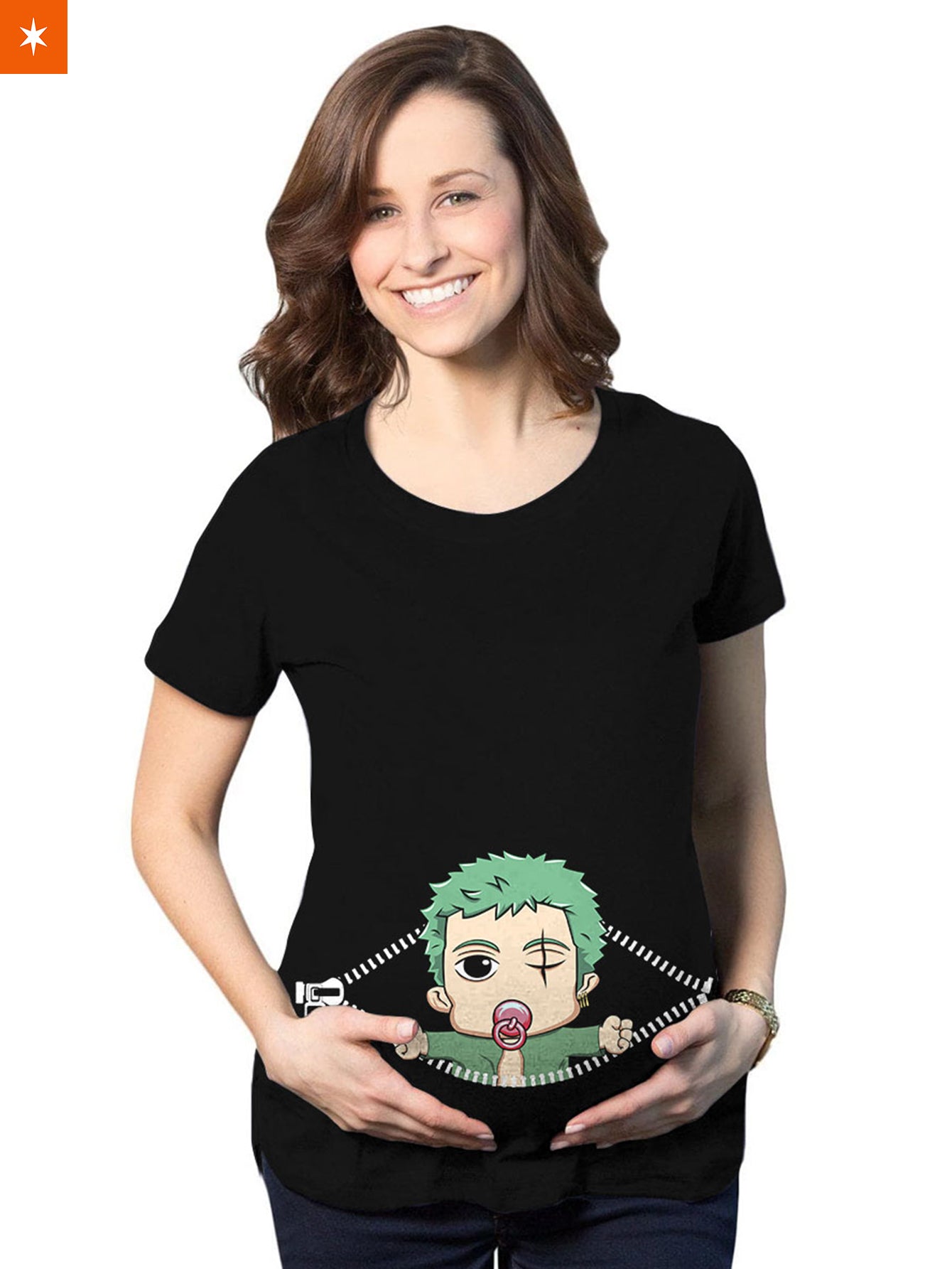 Fandomaniax - Chibi Swordsman Peeking Maternity T-Shirt