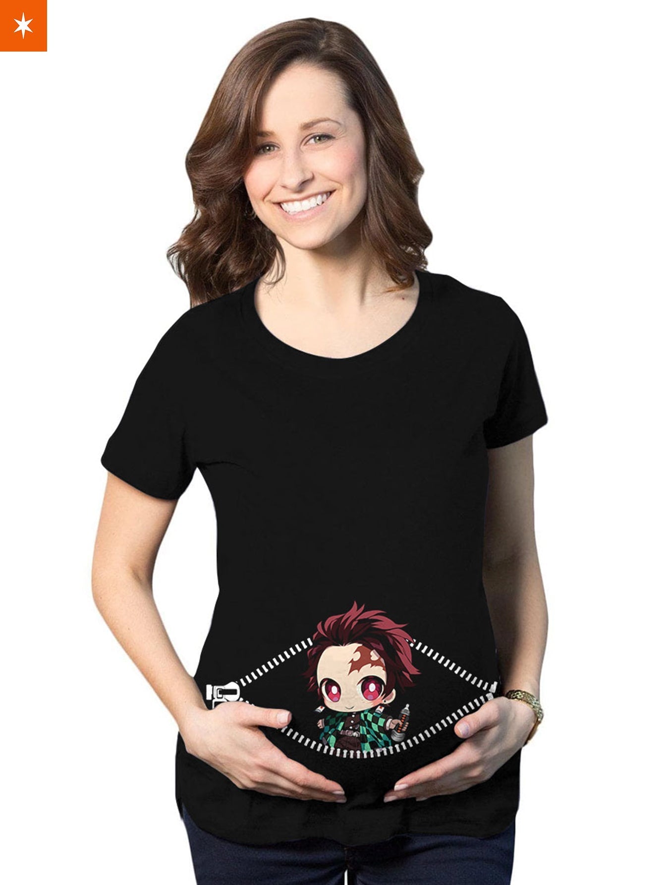 Fandomaniax - Chibi Tanjiro Peeking Maternity T-Shirt