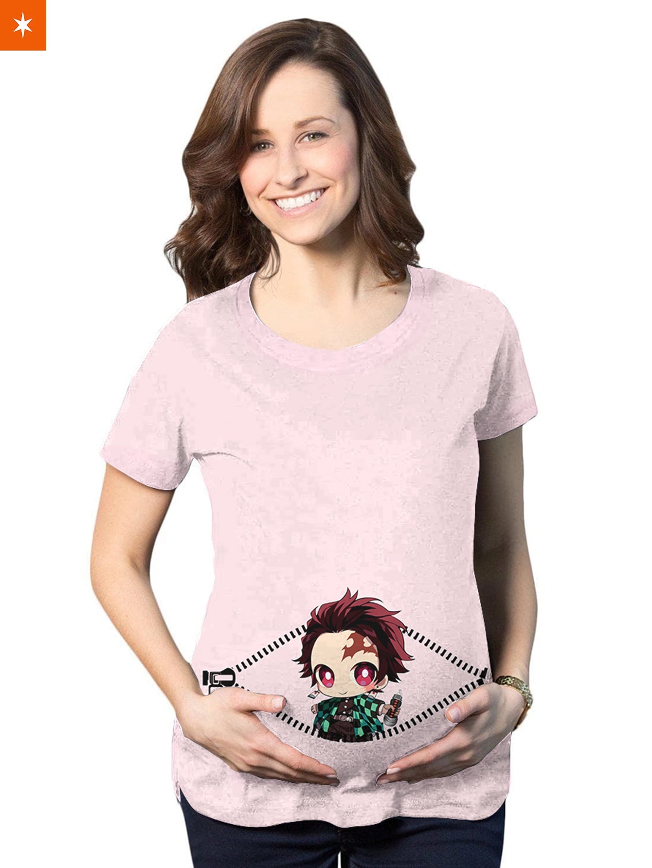 Fandomaniax - Chibi Tanjiro Peeking Maternity T-Shirt