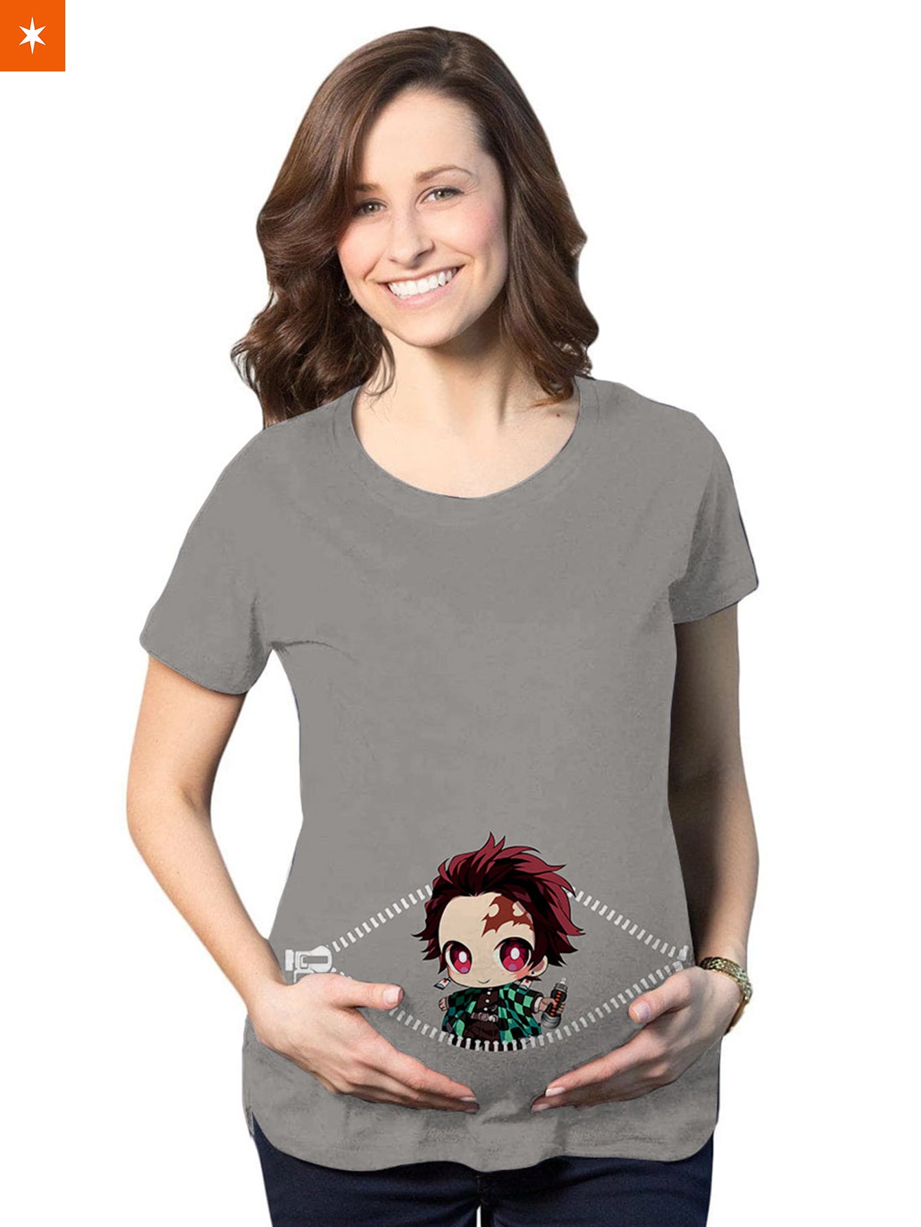 Fandomaniax - Chibi Tanjiro Peeking Maternity T-Shirt