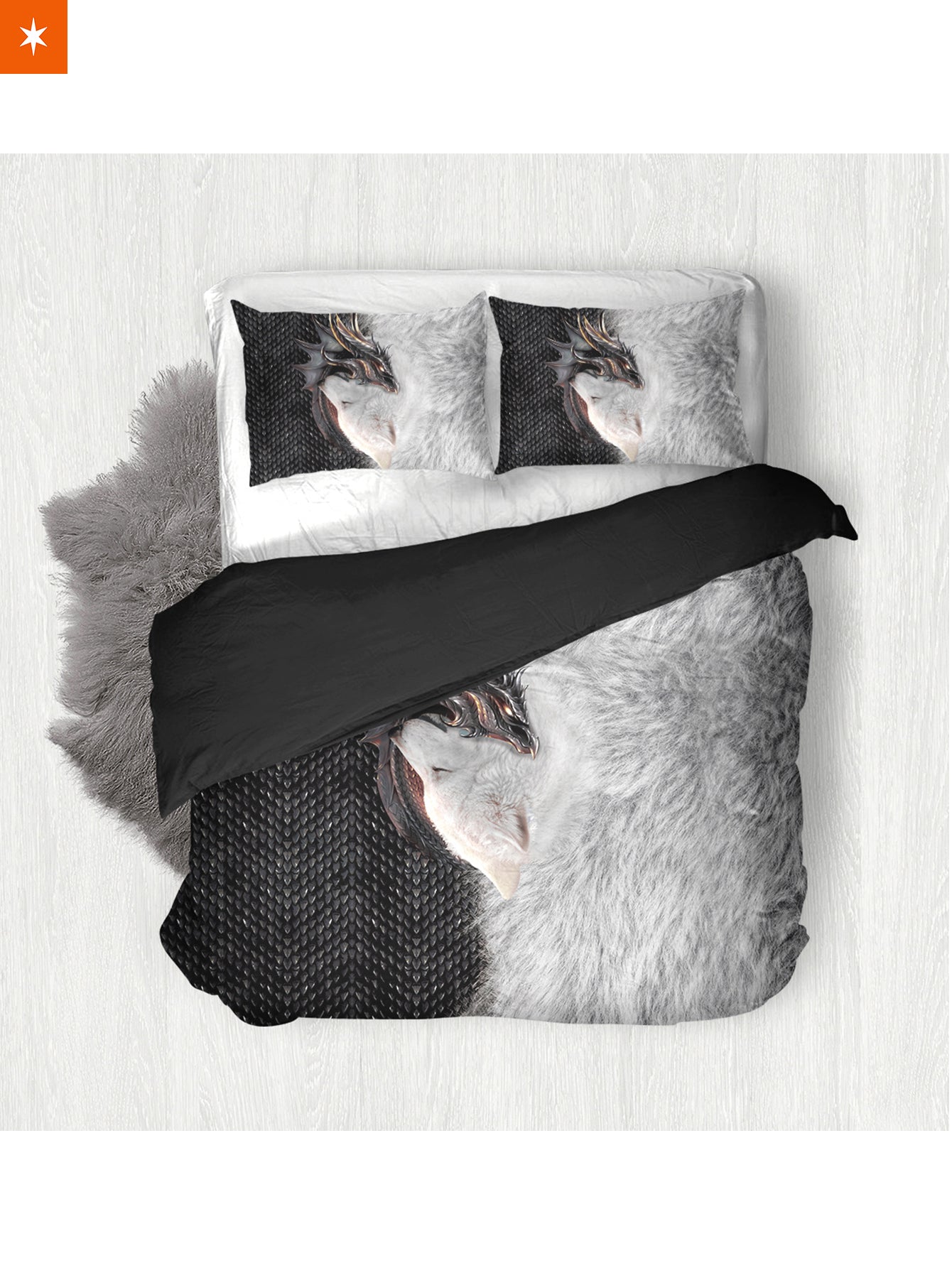 Fandomaniax - Dragon and Wolf Bedding Set