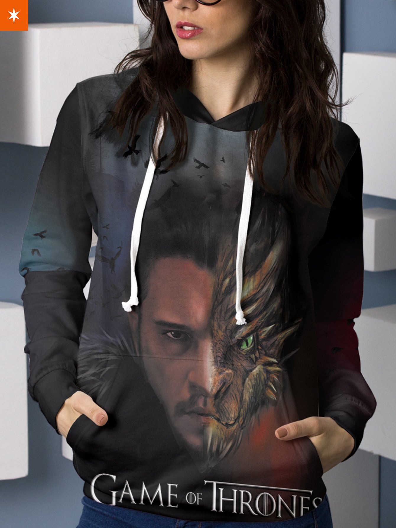 Fandomaniax - Dragon & Crow Unisex Pullover Hoodie