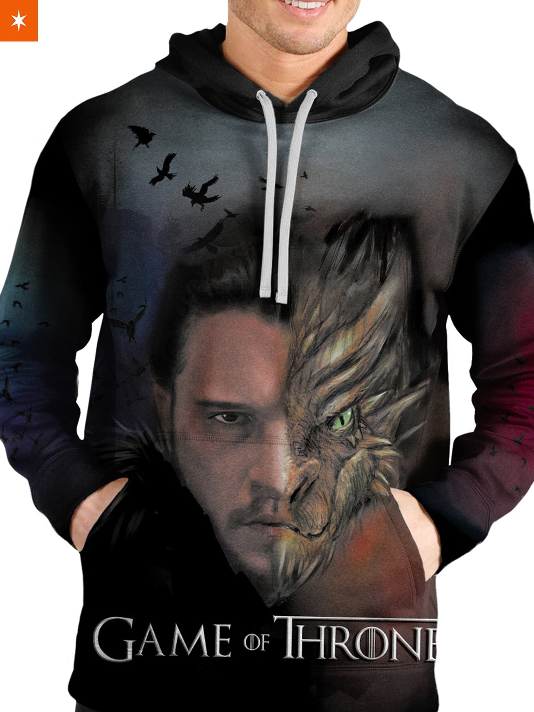 Fandomaniax - Dragon & Crow Unisex Pullover Hoodie