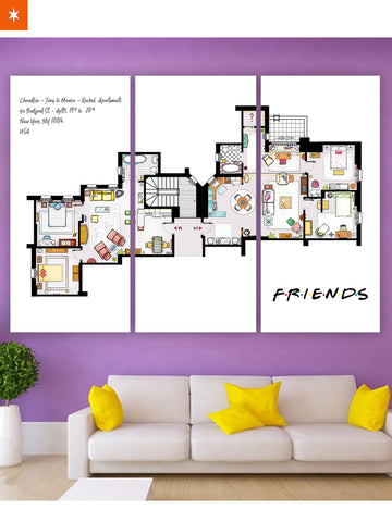 Fandomaniax - Friends Apartment 3 Piece Canvas