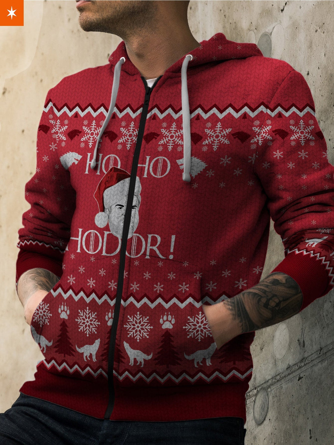 Fandomaniax - Ho! Ho! Hodor! Unisex Zipped Hoodie