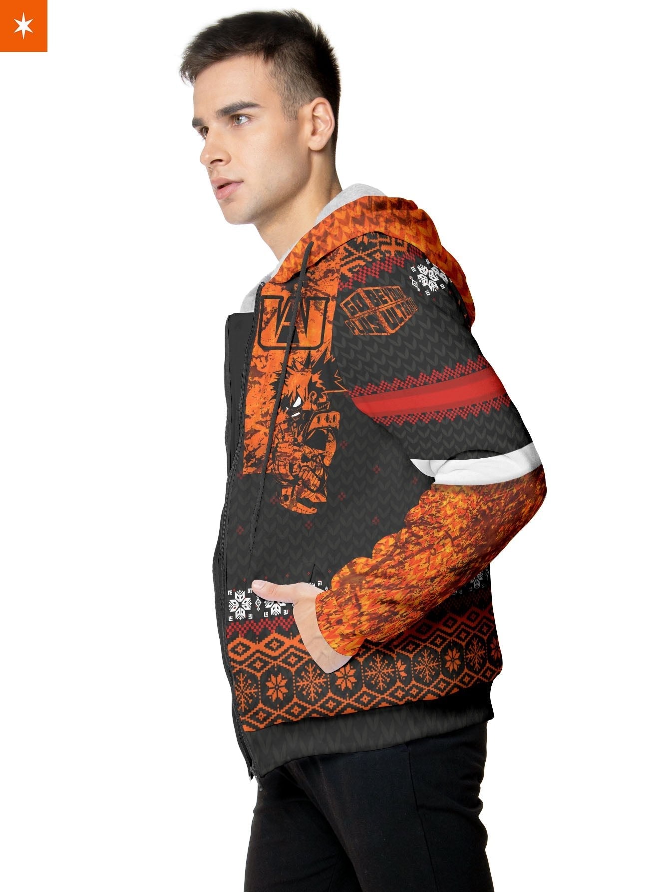 Fandomaniax - Katsuki Bakugou Xmas Velvet Hoodie