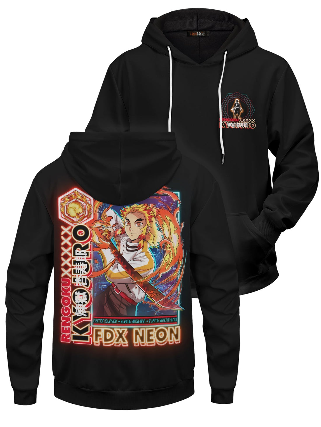 Fandomaniax - Kyojuro Neon Unisex Pullover Hoodie