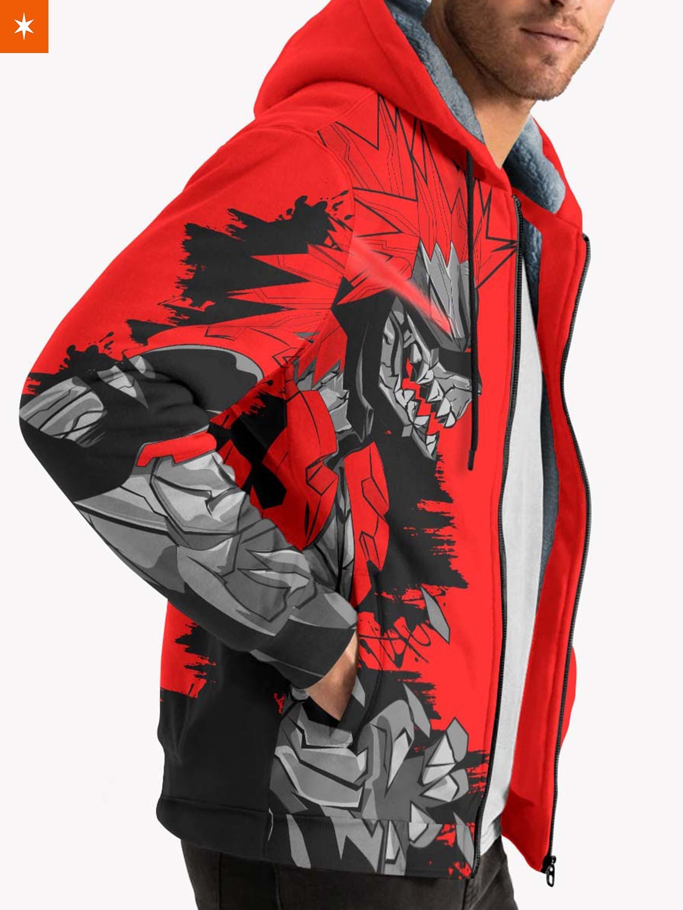 Fandomaniax - MHA Hero Kirishima Velvet Hoodie