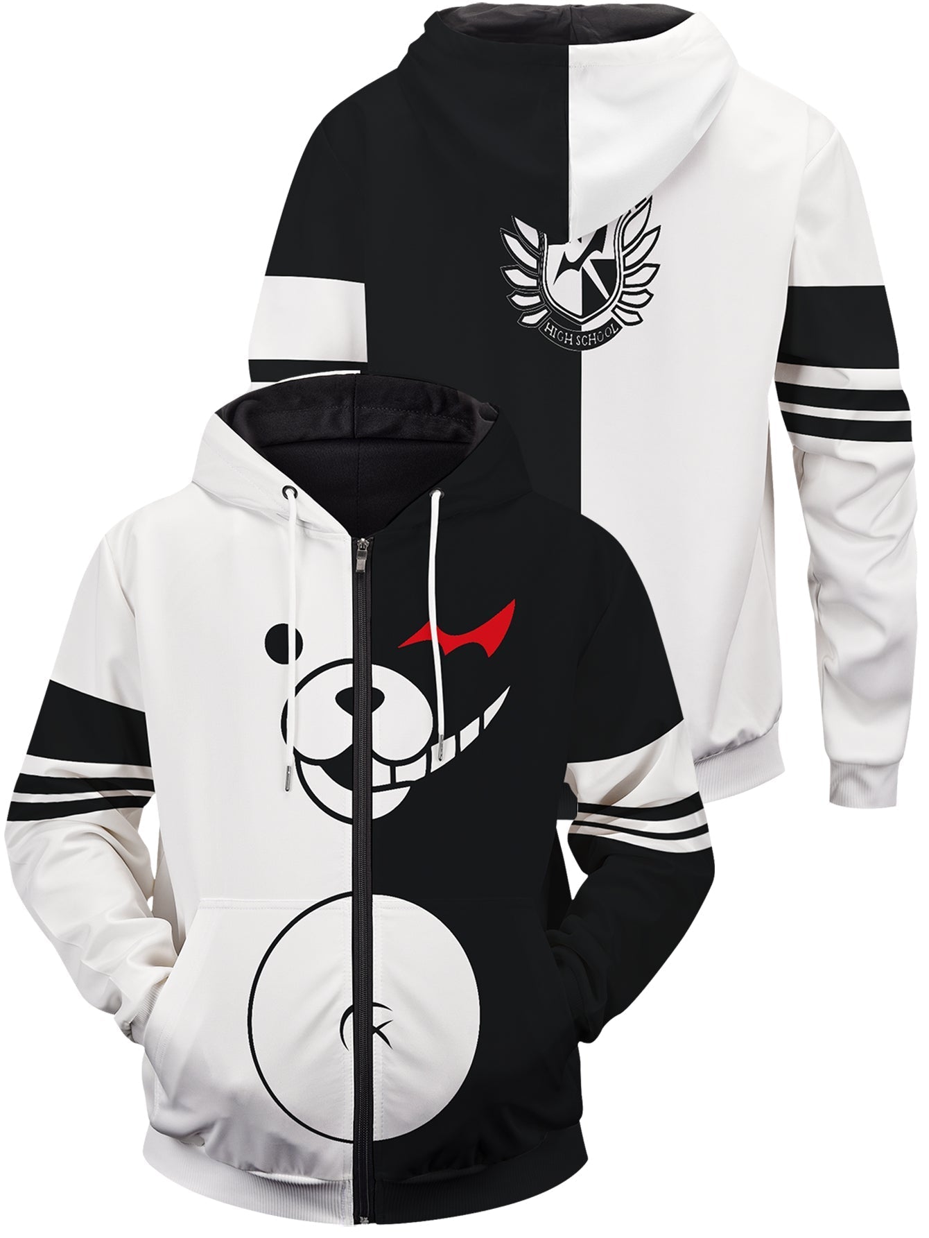 Fandomaniax - Monokuma Danganronpa Unisex Zipped Hoodie