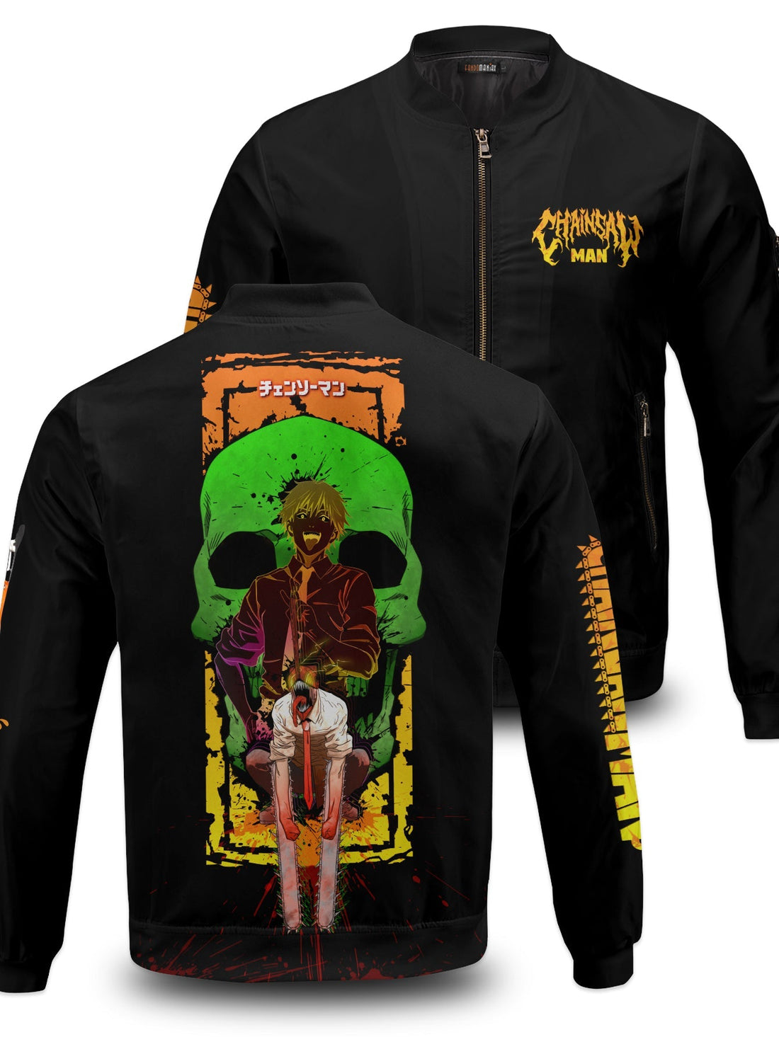 Fandomaniax - Neon Skull Denji Bomber Jacket