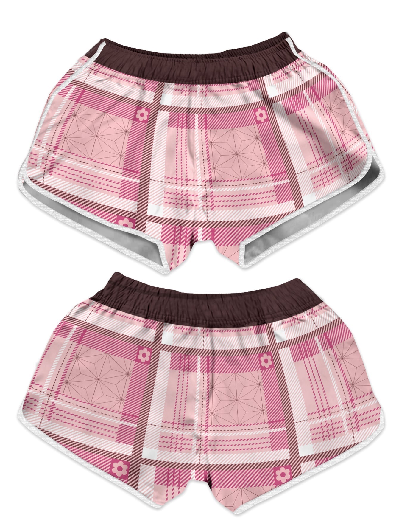 Fandomaniax - Nezuko Plaid Women Beach Shorts