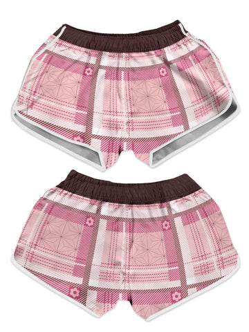 Fandomaniax - Nezuko Plaid Women Beach Shorts