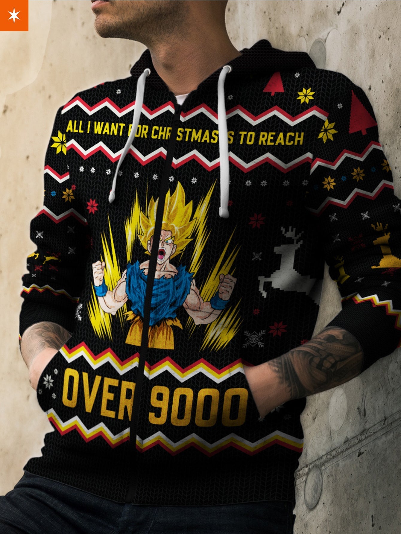 Fandomaniax - Over 9000 Christmas Unisex Zipped Hoodie