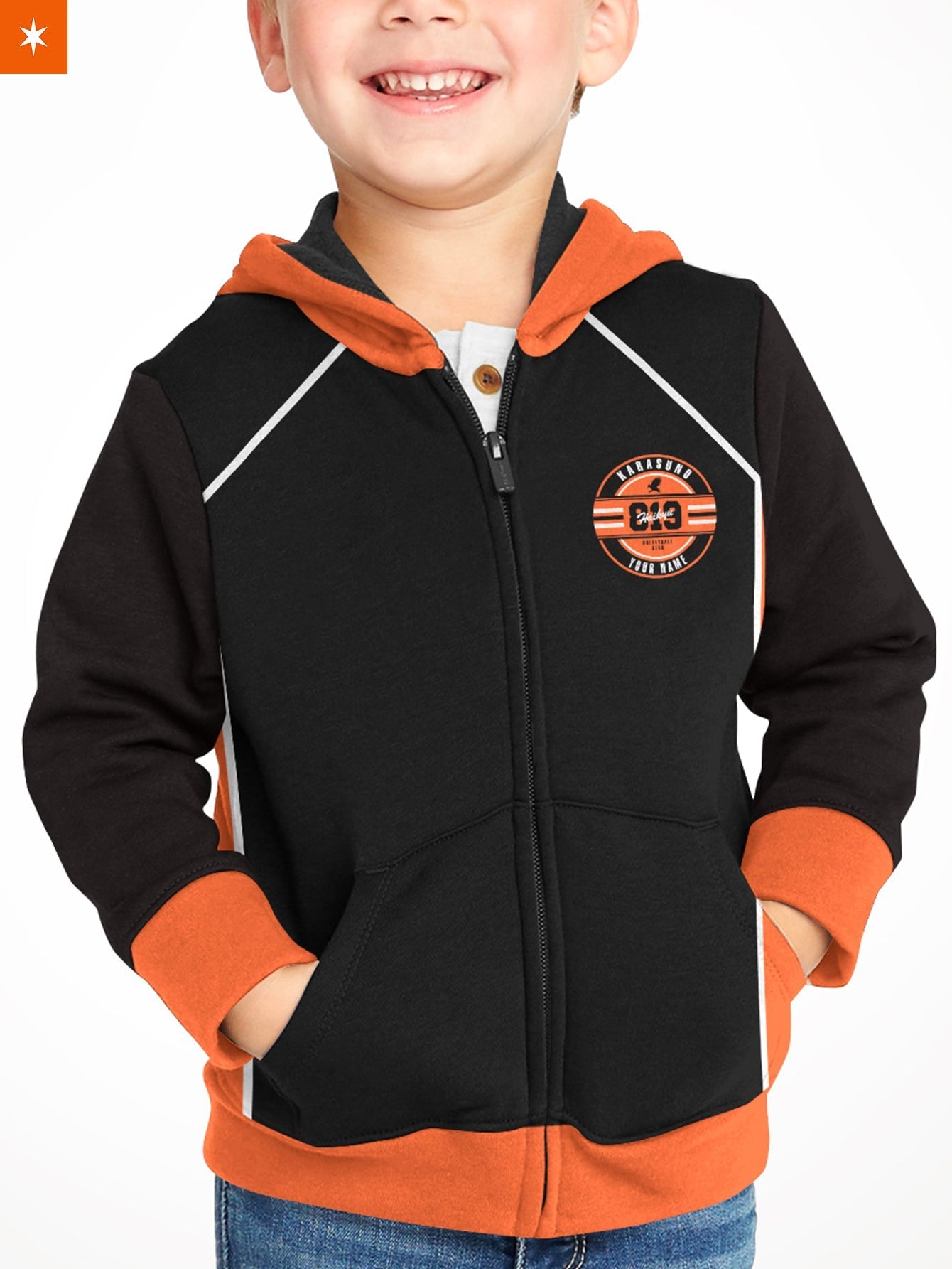 Fandomaniax - Personalized 819 Karasuno Kids Unisex Zipped Hoodie