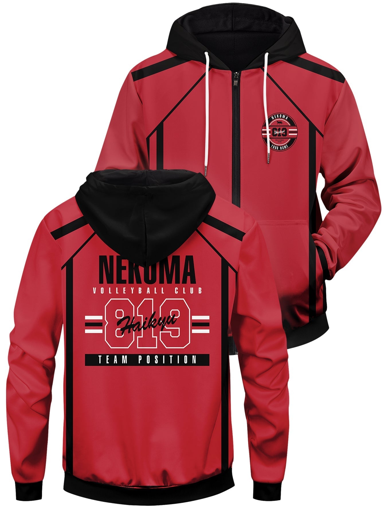 Fandomaniax - Personalized 819 Nekoma Unisex Zipped Hoodie