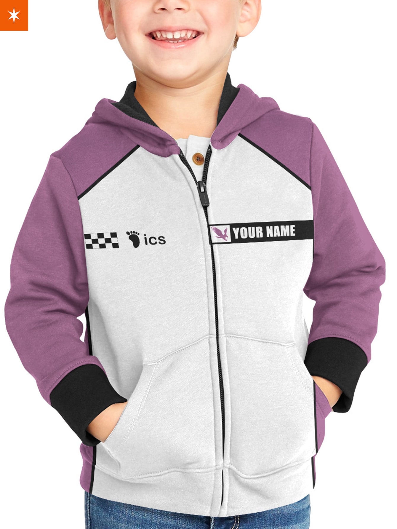 Fandomaniax - Personalized F1 Shiratorizawa Kids Unisex Zipped Hoodie