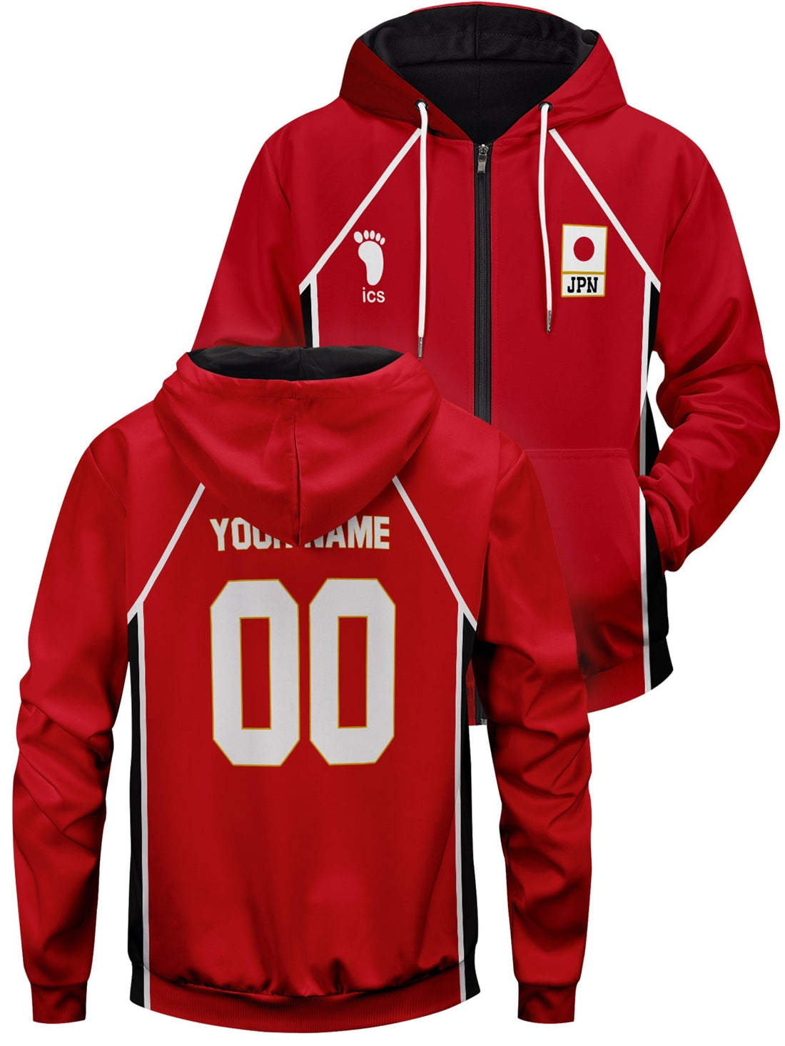 Fandomaniax - Personalized Haikyuu National Team Unisex Zipped Hoodie