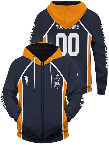 Fandomaniax - Personalized Team Karasuno Unisex Zipped Hoodie