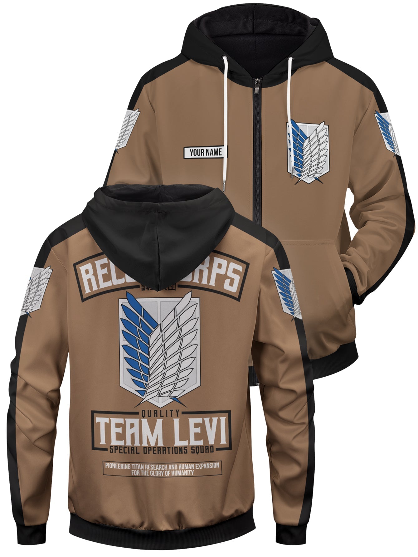 Fandomaniax - Personalized Team Levi Unisex Zipped Hoodie