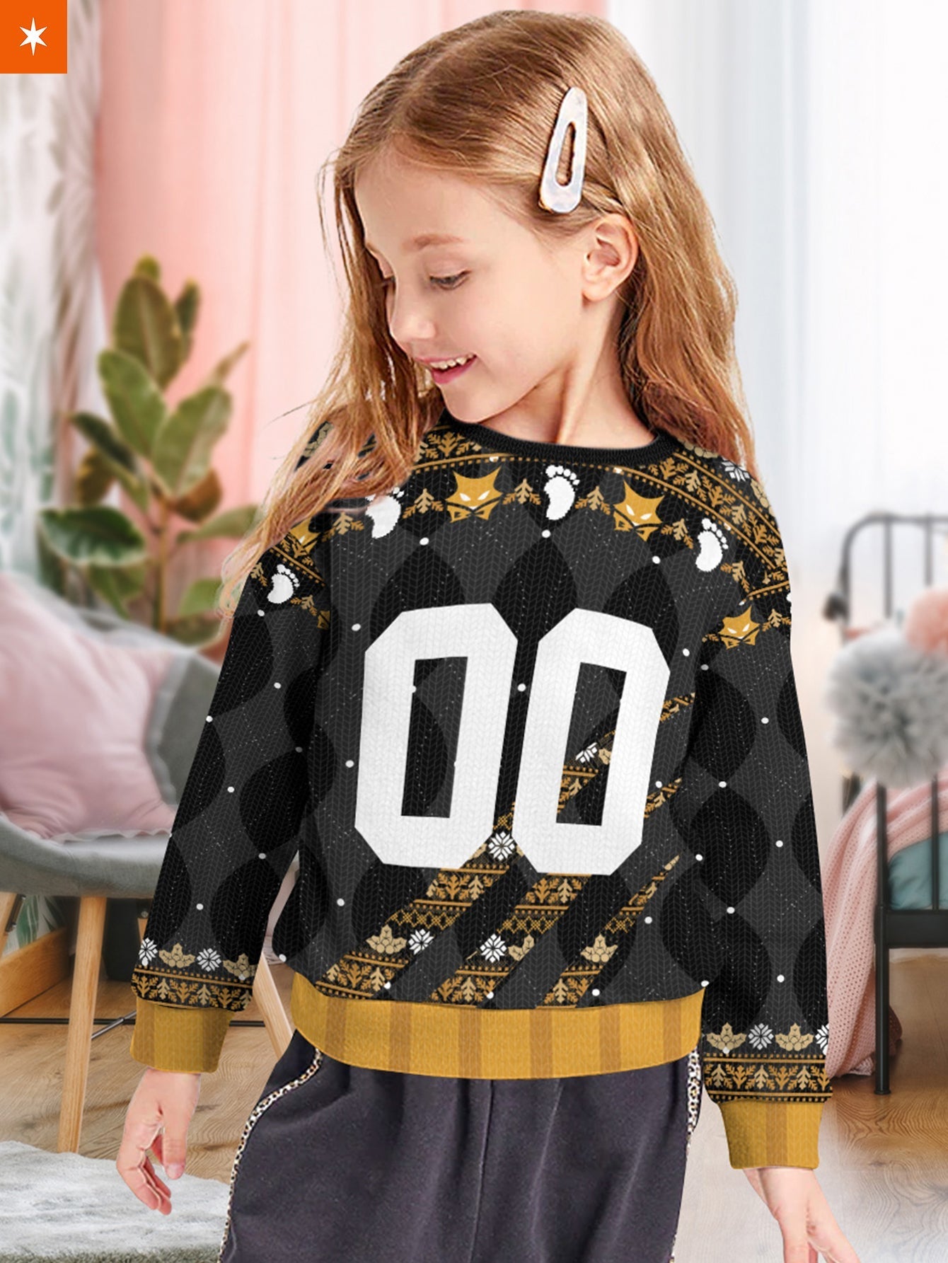 Fandomaniax - Personalized Team MSBY Black Jackals Christmas Kids Unisex Wool Sweater