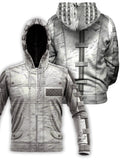 Fandomaniax - PUBG White Leather Unisex Zipped Hoodie