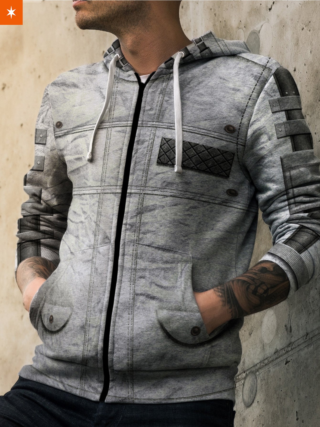 Fandomaniax - PUBG White Leather Unisex Zipped Hoodie