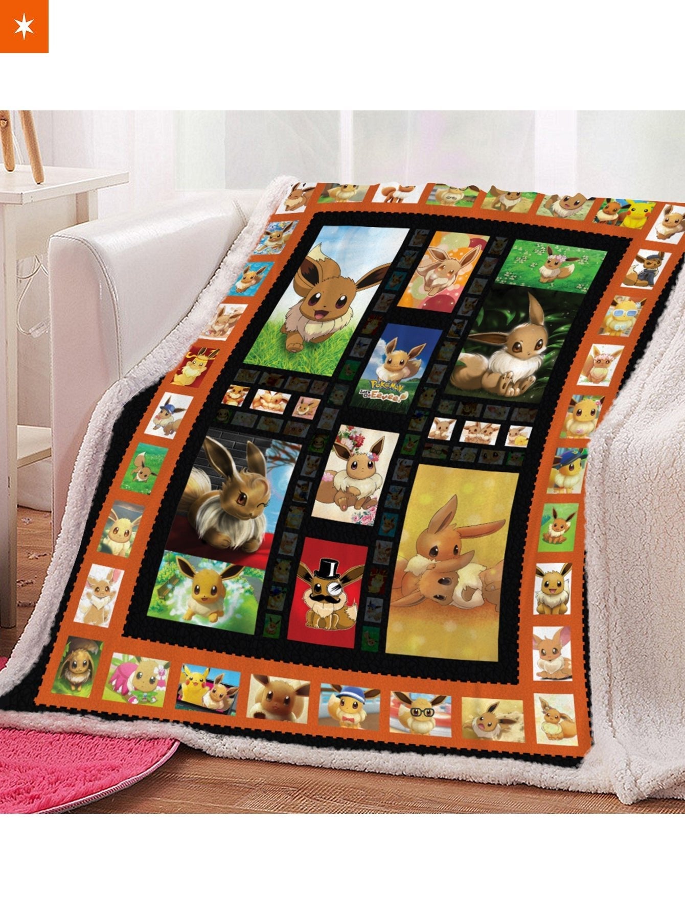 Fandomaniax - Quilted Eevee Throw Blanket