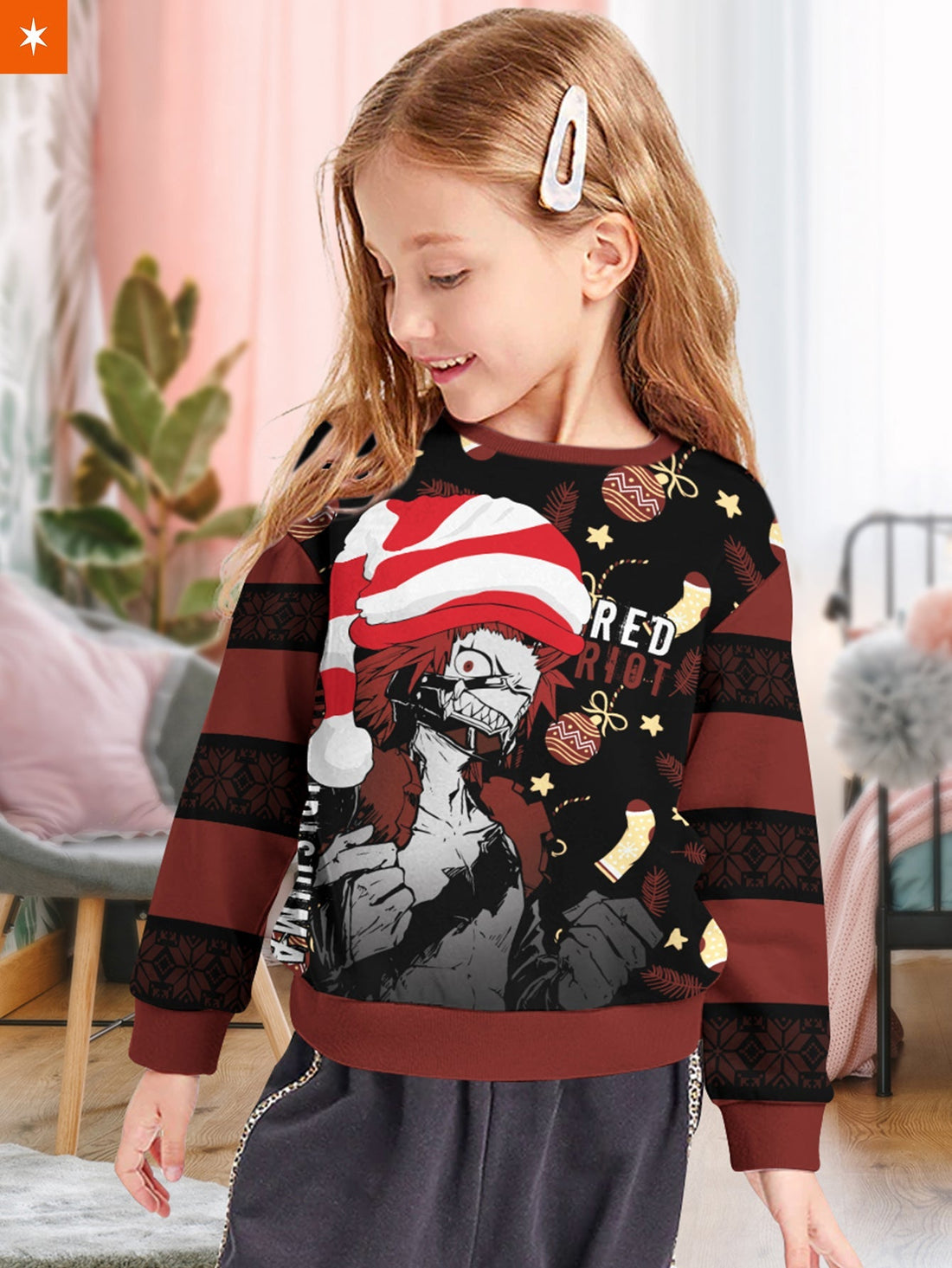 Fandomaniax - Red Riot Kirishima Kids Unisex Wool Sweater