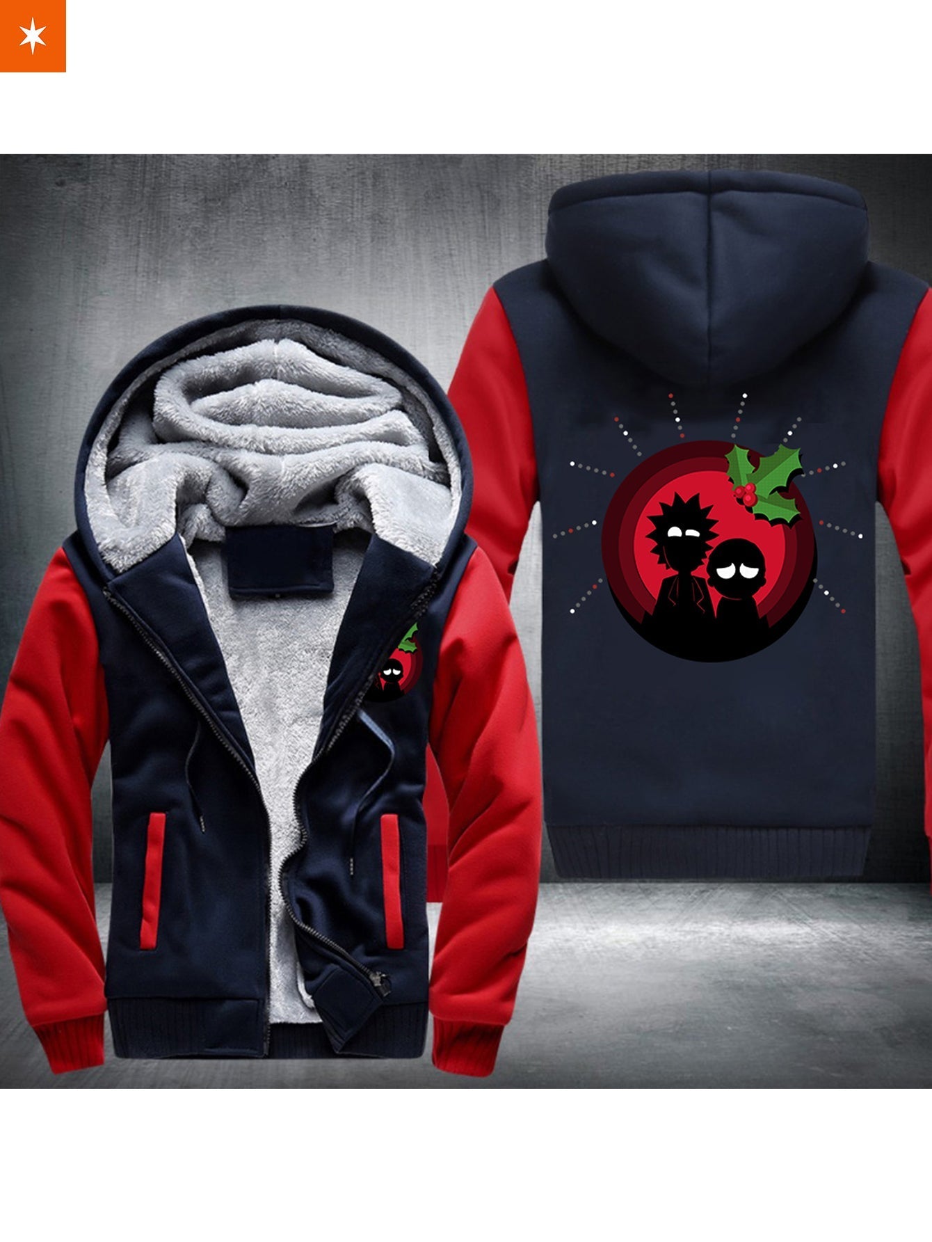 Fandomaniax - Rick & Morty Christmas Design 03 Velvet Hoodie