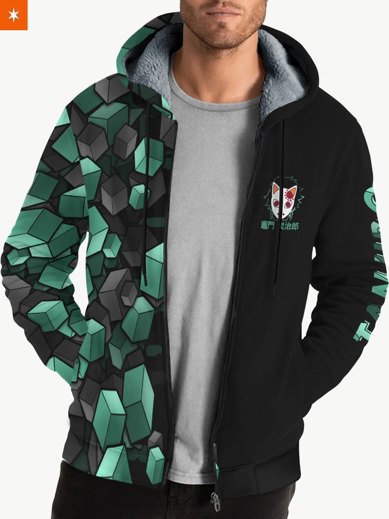 Fandomaniax - Tanjiro Cube Velvet Hoodie