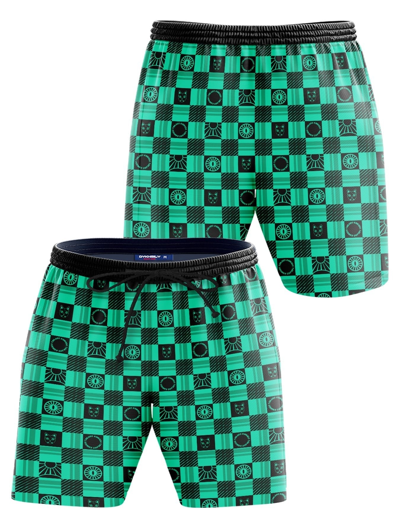 Fandomaniax - Tanjiro Plaid Beach Shorts