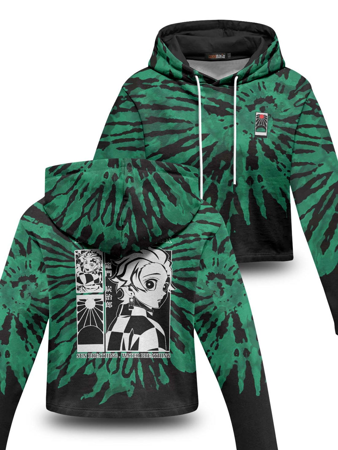 Fandomaniax - Tie Dye Tanjiro Cropped Hoodie