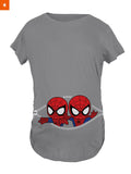 Fandomaniax - Twin Spiderman Peeking Maternity T-Shirt