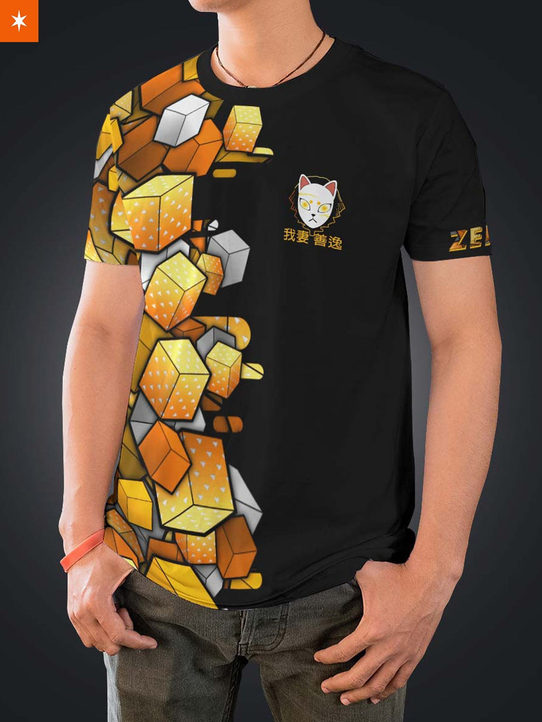 Fandomaniax - Zenitsu Cube Unisex T-Shirt